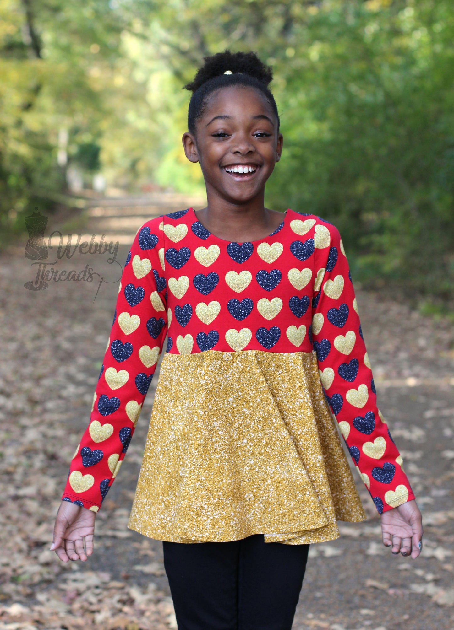 Black& Gold Glitter Hearts - Red background