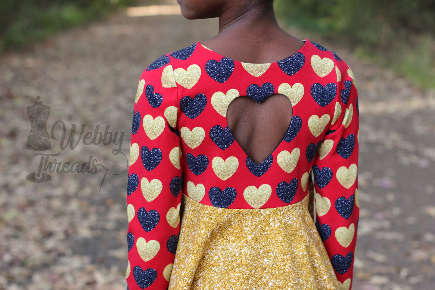 Black& Gold Glitter Hearts - Red background