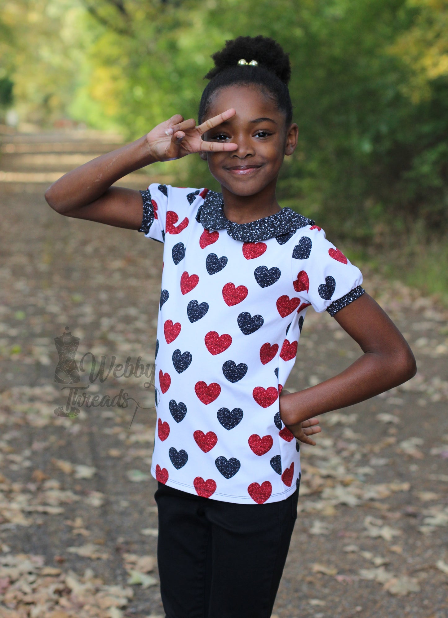 Black & Red Glitter Hearts - White Background