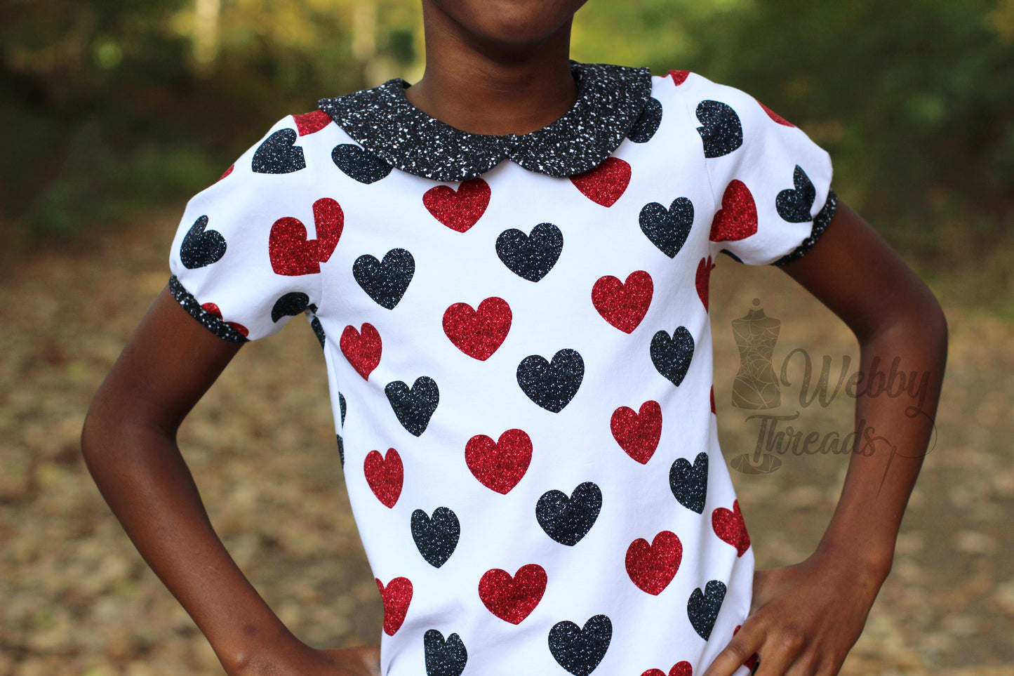 Black & Red Glitter Hearts - White Background