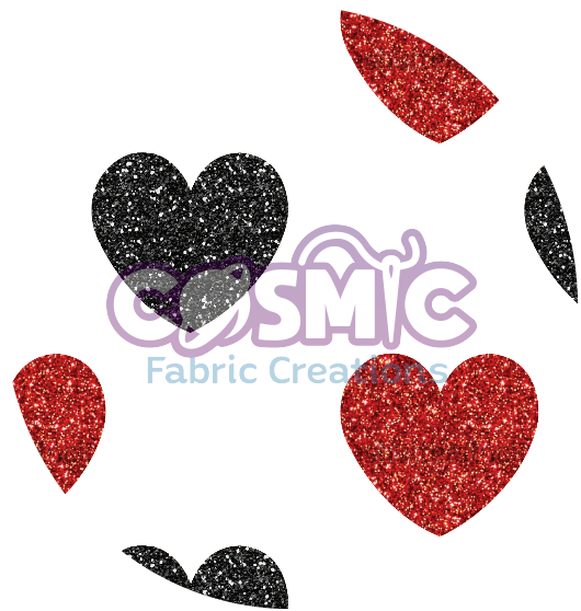 Black & Red Glitter Hearts - White Background